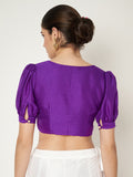 Silk Blend Button Down Crop Top