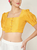 Silk Blend Button Down Crop Top