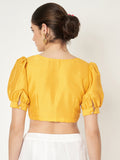 Silk Blend Button Down Crop Top