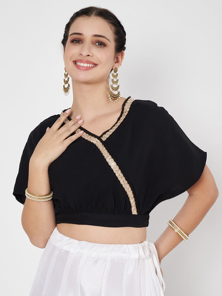 Georgette Embellished Crop Top