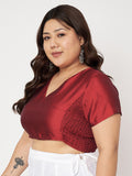 Plus Size Silk Blend Stretchable Crop Top