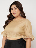 Plus Size Silk Tissue Sheer Sleeves Crop Top