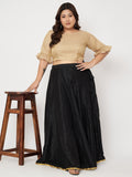 Plus Size Silk Tissue Sheer Sleeves Crop Top