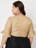 Plus Size Silk Tissue Sheer Sleeves Crop Top