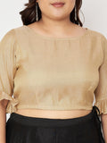 Plus Size Silk Tissue Sheer Sleeves Crop Top