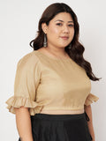 Plus Size Silk Tissue Sheer Sleeves Crop Top