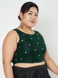 Plus Size Net Sequins Embroidered Crop Top