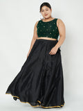 Plus Size Net Sequins Embroidered Crop Top