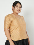 Plus Size Silk Blend Hand Block Printed Top