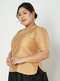 Plus Size Silk Blend Hand Block Printed Top