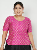 Plus Size Silk Blend Hand Block Printed Top