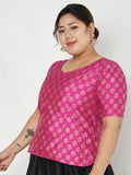 Plus Size Silk Blend Hand Block Printed Top