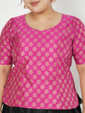 Plus Size Silk Blend Hand Block Printed Top