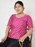 Plus Size Silk Blend Hand Block Printed Top