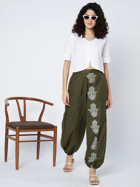 Cotton Placement Print Trouser