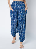 Cotton Indigo Print Drop Crotch Trouser