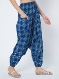 Cotton Indigo Print Drop Crotch Trouser