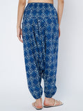 Cotton Indigo Print Drop Crotch Trouser