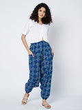 Cotton Indigo Print Drop Crotch Trouser