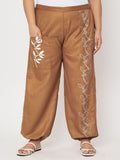 Plus Size Cotton Placement Print Pocket Trouser