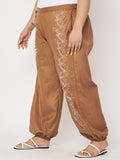 Plus Size Cotton Placement Print Pocket Trouser