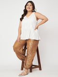 Plus Size Cotton Placement Print Pocket Trouser