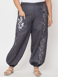 Plus Size Cotton Placement Print Pocket Trouser