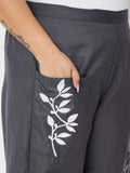 Plus Size Cotton Placement Print Pocket Trouser