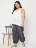 Plus Size Cotton Placement Print Pocket Trouser