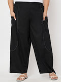 Plus Size Cotton Solid Balloon Trouser