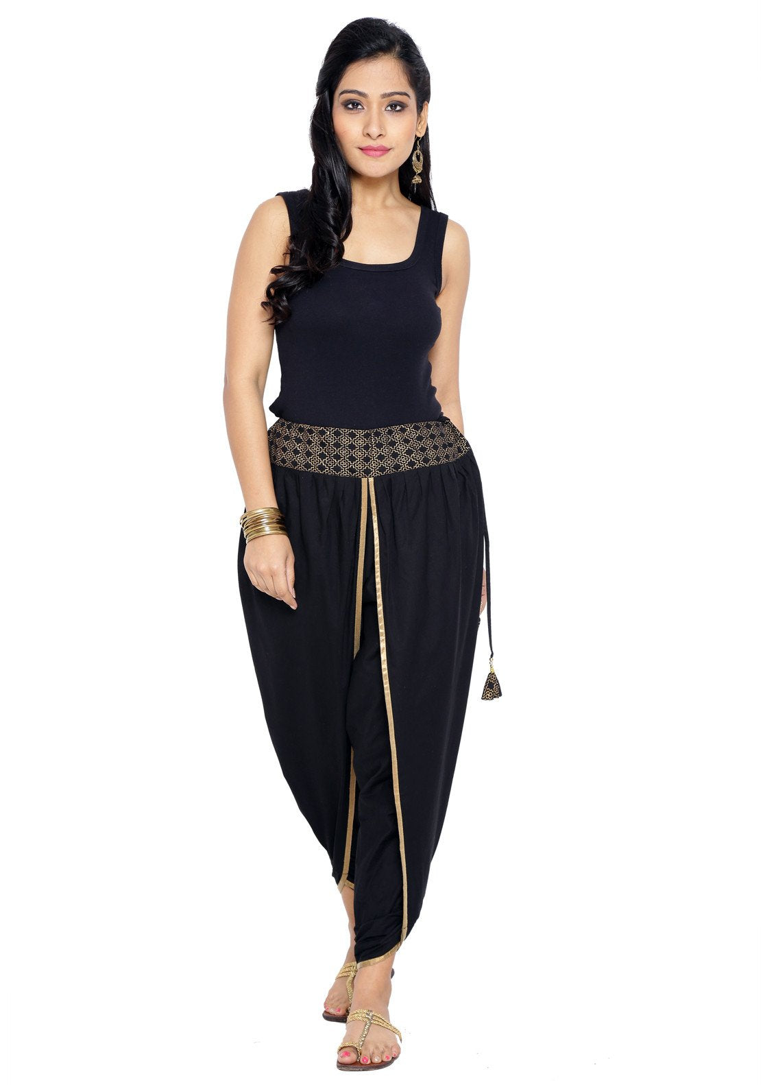 Wholesale Women Black Mirror Embroidered Dhoti Pants – Tradyl