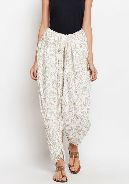 Buy Present Printed Dhoti Pants for Women and Girls Free Size (28 Till 34) Printed  Dhoti White Color at Amazon.in